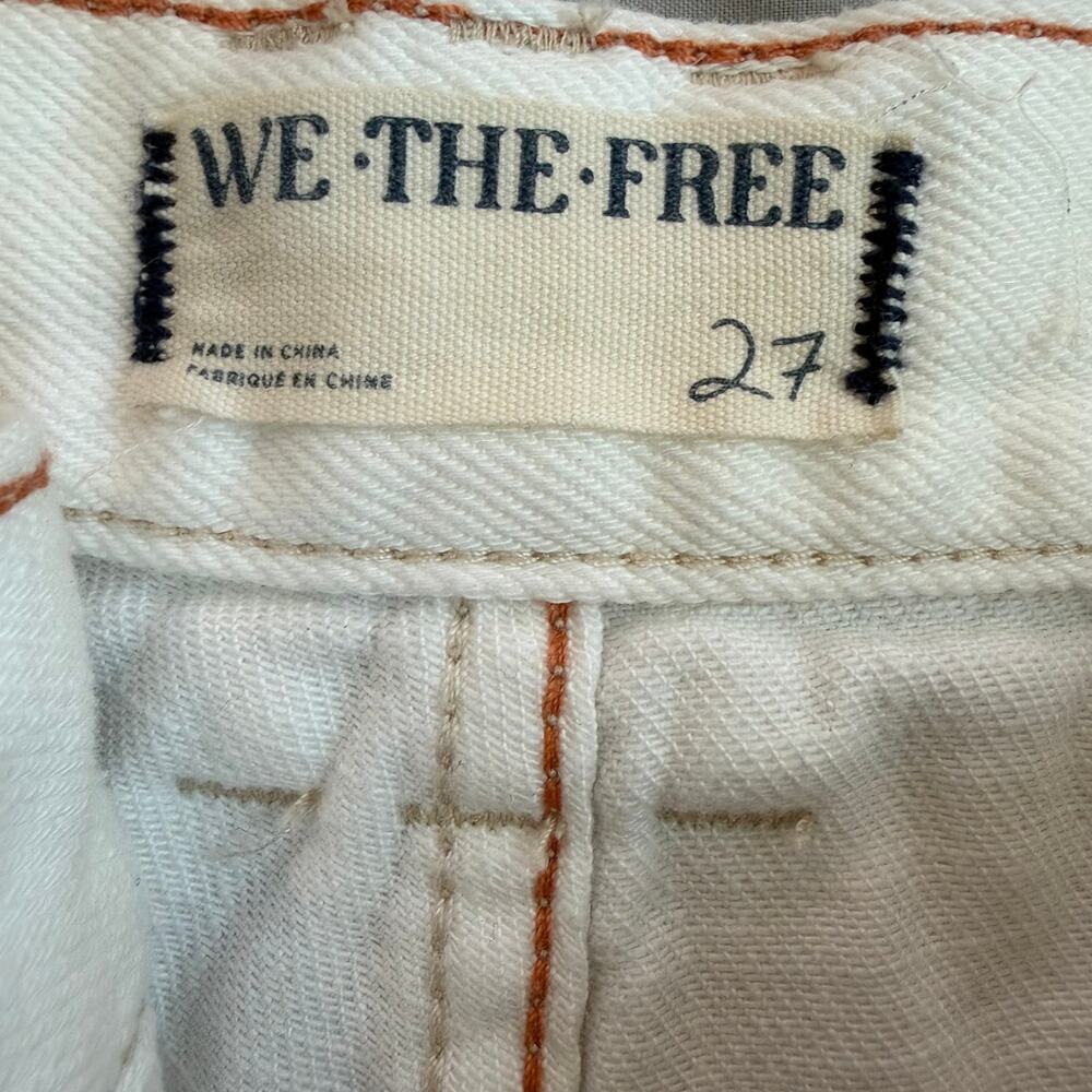 We The Free White Denim Shorts Size 27 Button Fly Frayed Hem Free People Cutoffs - Picture 4 of 9
